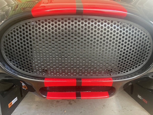 Front view of the installed 3/8-inch round-perforation Cobra grille